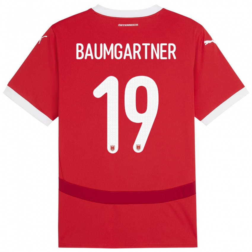 Kinder Österreich Christoph Baumgartner #19 Rot Heimtrikot Trikot 24-26 T-Shirt