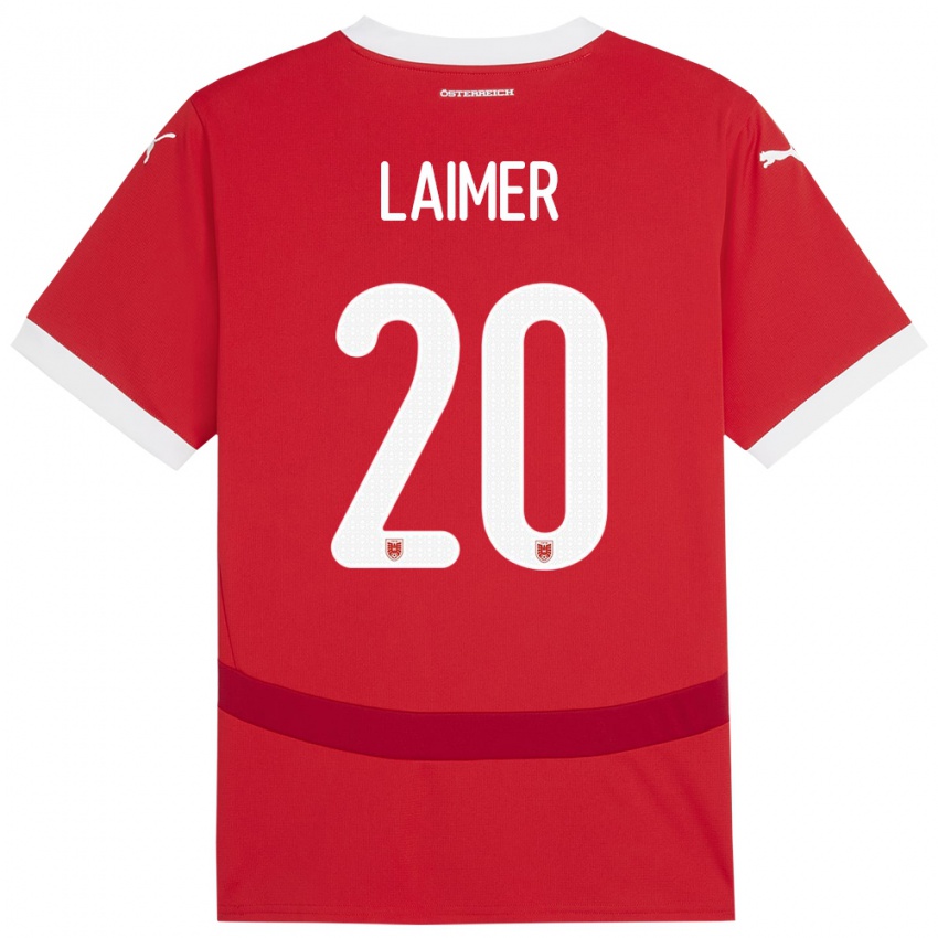 Kinder Österreich Konrad Laimer #20 Rot Heimtrikot Trikot 24-26 T-Shirt