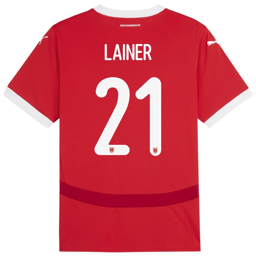 Kinder Österreich Stefan Lainer #21 Rot Heimtrikot Trikot 24-26 T-Shirt