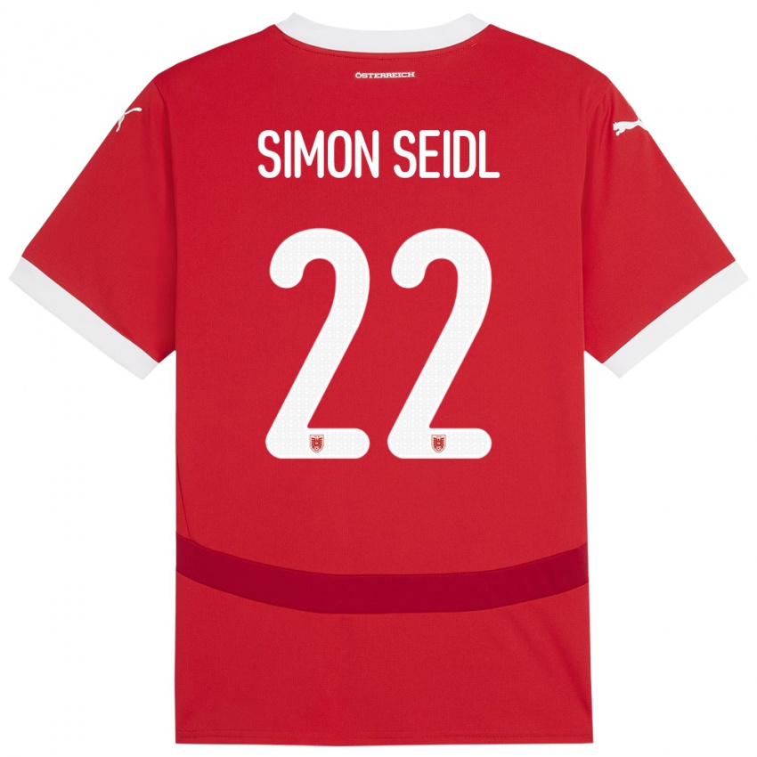 Kinder Österreich Simon Seidl #22 Rot Heimtrikot Trikot 24-26 T-Shirt