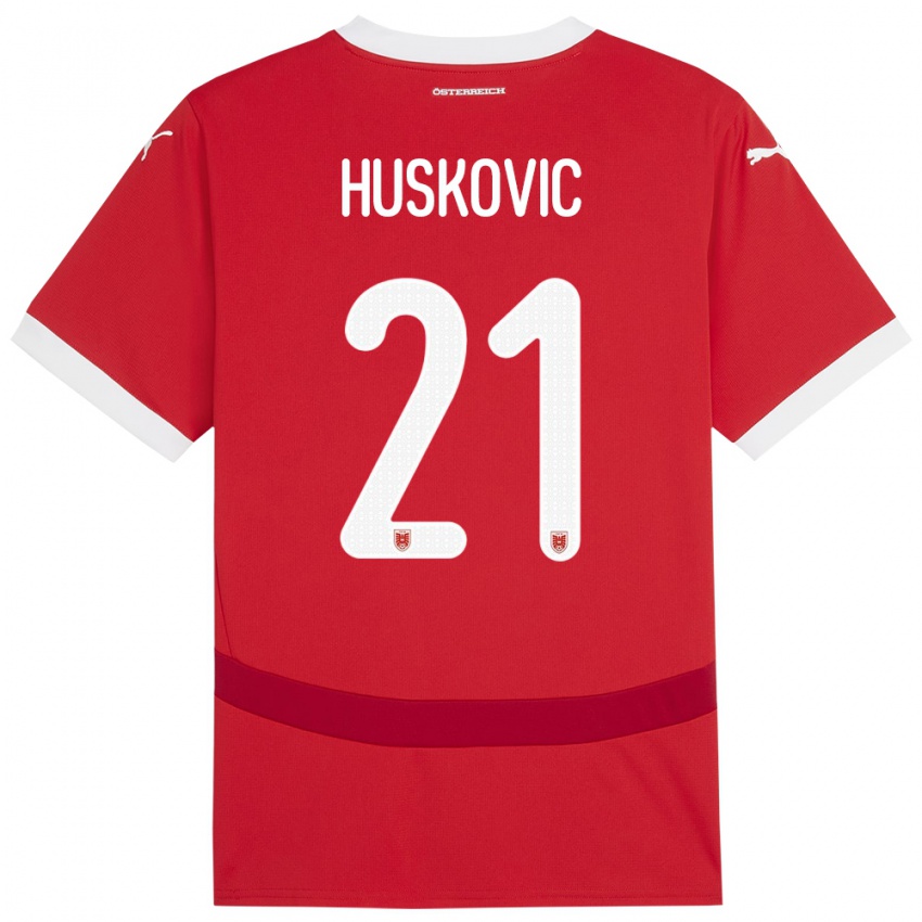 Kinder Österreich Muharem Huskovic #21 Rot Heimtrikot Trikot 24-26 T-Shirt