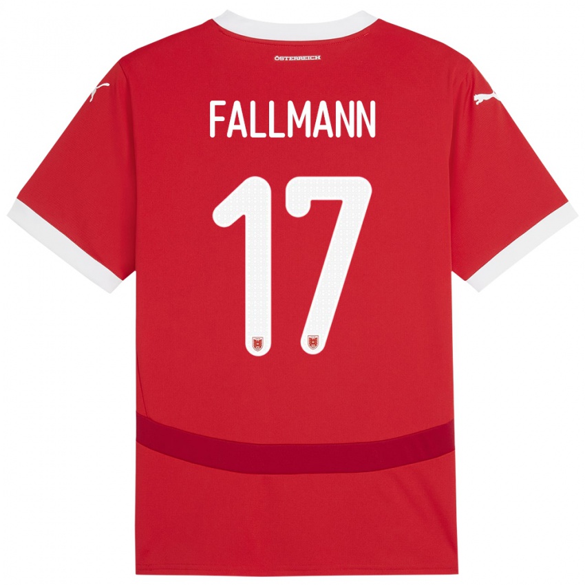 Kinder Österreich Pascal Fallmann #17 Rot Heimtrikot Trikot 24-26 T-Shirt