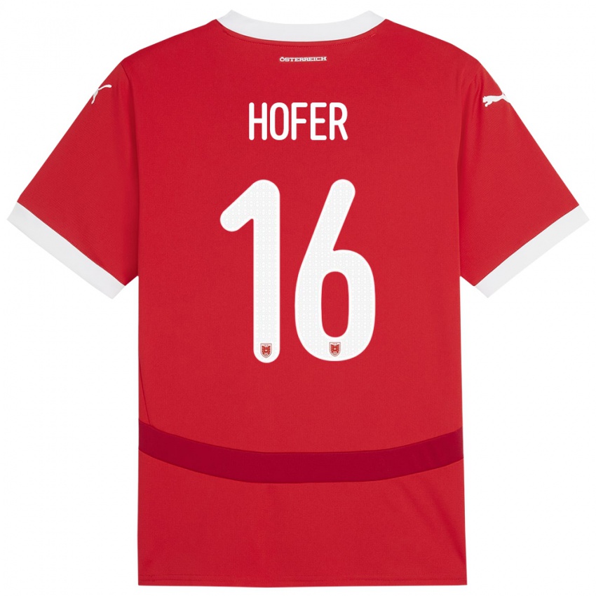 Kinder Österreich Raphael Hofer #16 Rot Heimtrikot Trikot 24-26 T-Shirt