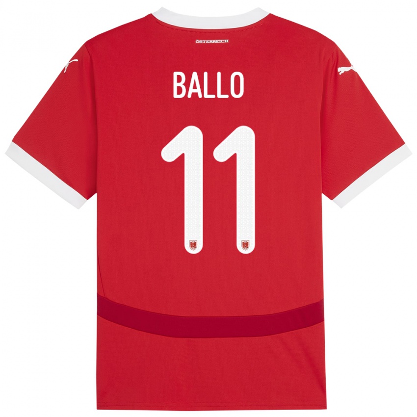 Kinder Österreich Thierno Ballo #11 Rot Heimtrikot Trikot 24-26 T-Shirt