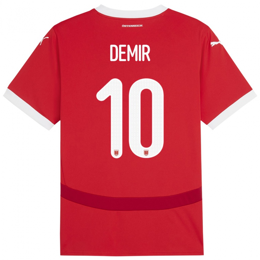 Kinder Österreich Yusuf Demir #10 Rot Heimtrikot Trikot 24-26 T-Shirt