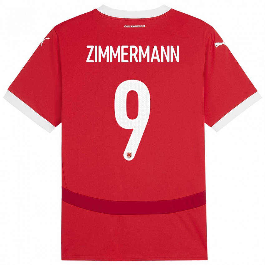 Kinder Österreich Bernhard Zimmermann #9 Rot Heimtrikot Trikot 24-26 T-Shirt