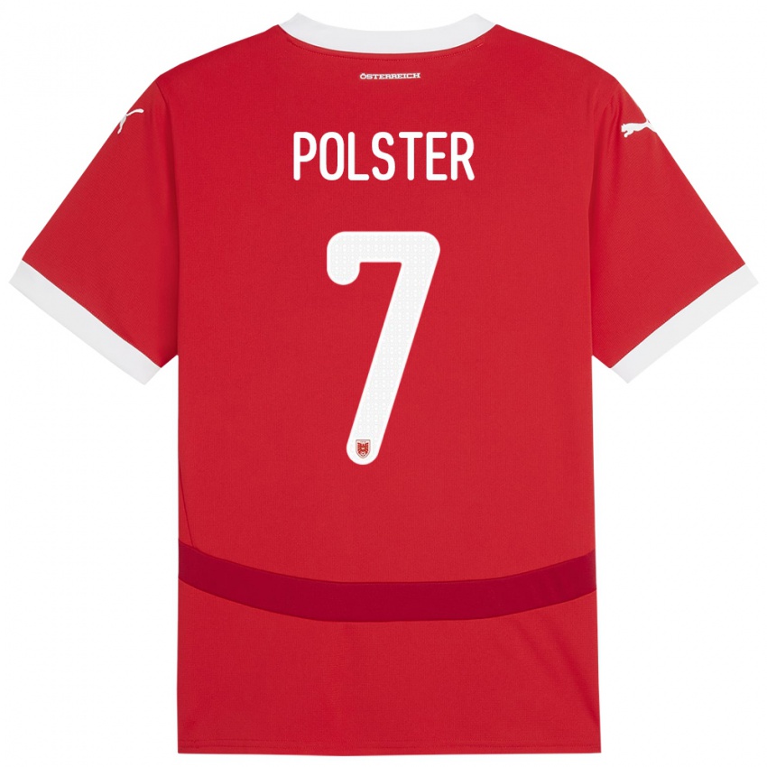 Kinder Österreich Manuel Polster #7 Rot Heimtrikot Trikot 24-26 T-Shirt