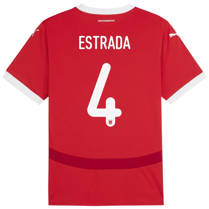 Kinder Österreich Pascal Estrada #4 Rot Heimtrikot Trikot 24-26 T-Shirt