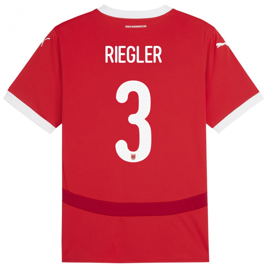 Kinder Österreich David Riegler #3 Rot Heimtrikot Trikot 24-26 T-Shirt