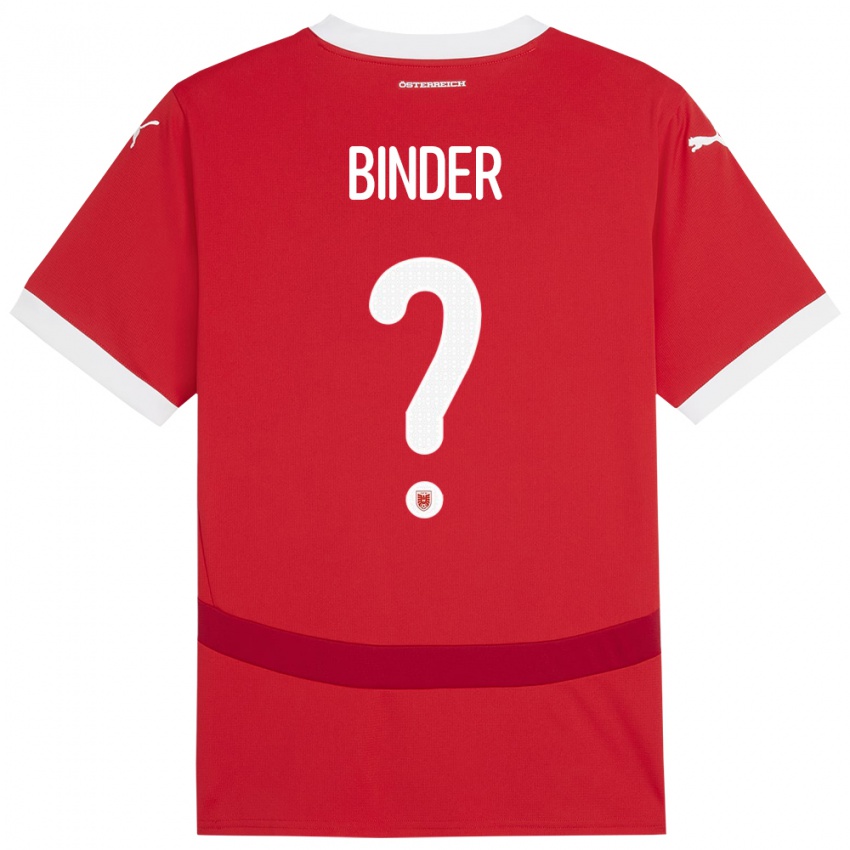 Kinder Österreich Nicolas Binder #0 Rot Heimtrikot Trikot 24-26 T-Shirt