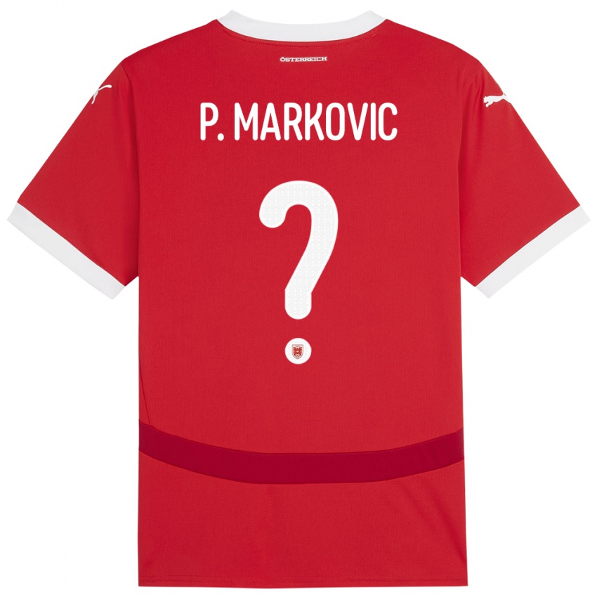 Kinder Österreich Petar Markovic #0 Rot Heimtrikot Trikot 24-26 T-Shirt