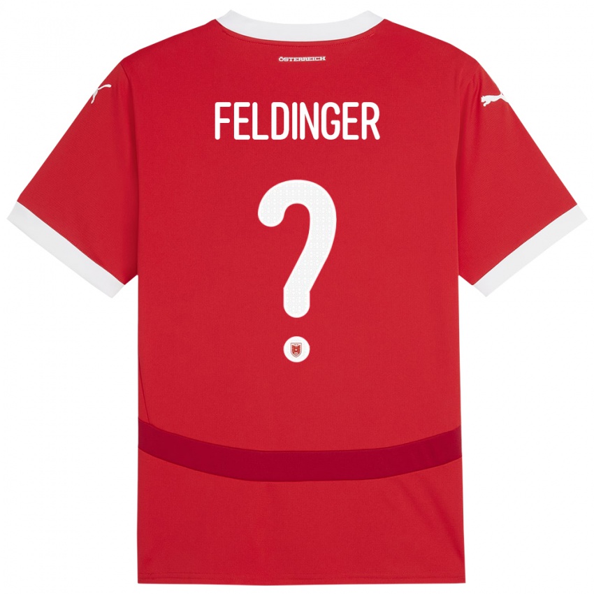 Kinder Österreich Rafael Feldinger #0 Rot Heimtrikot Trikot 24-26 T-Shirt