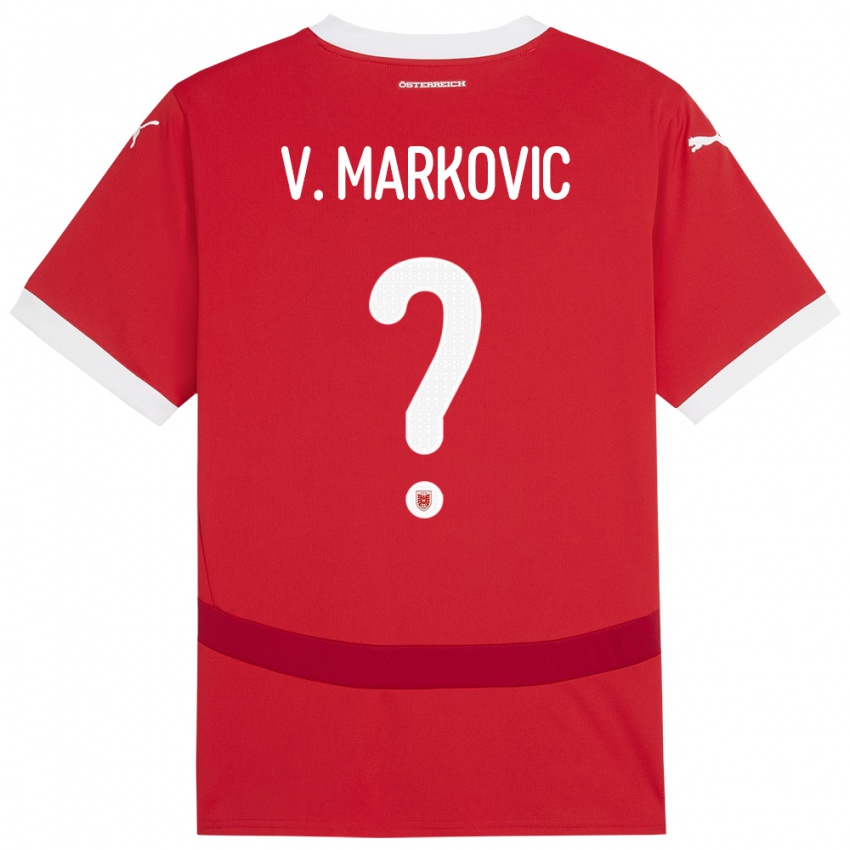 Kinder Österreich Vasilije Markovic #0 Rot Heimtrikot Trikot 24-26 T-Shirt