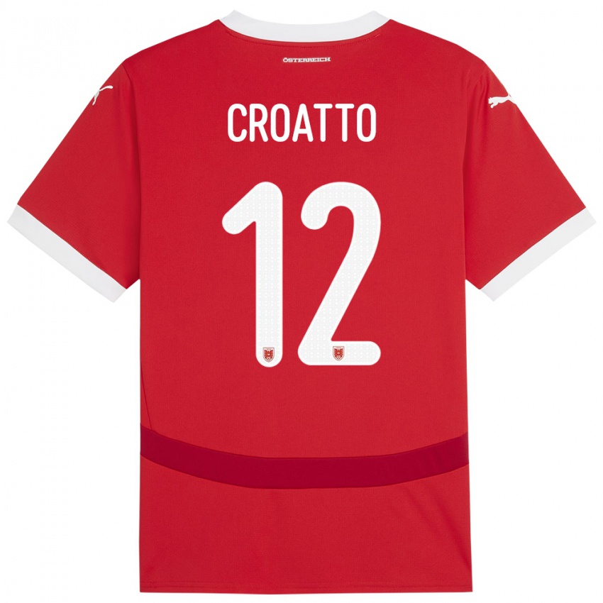 Kinder Österreich Michela Croatto #12 Rot Heimtrikot Trikot 24-26 T-Shirt