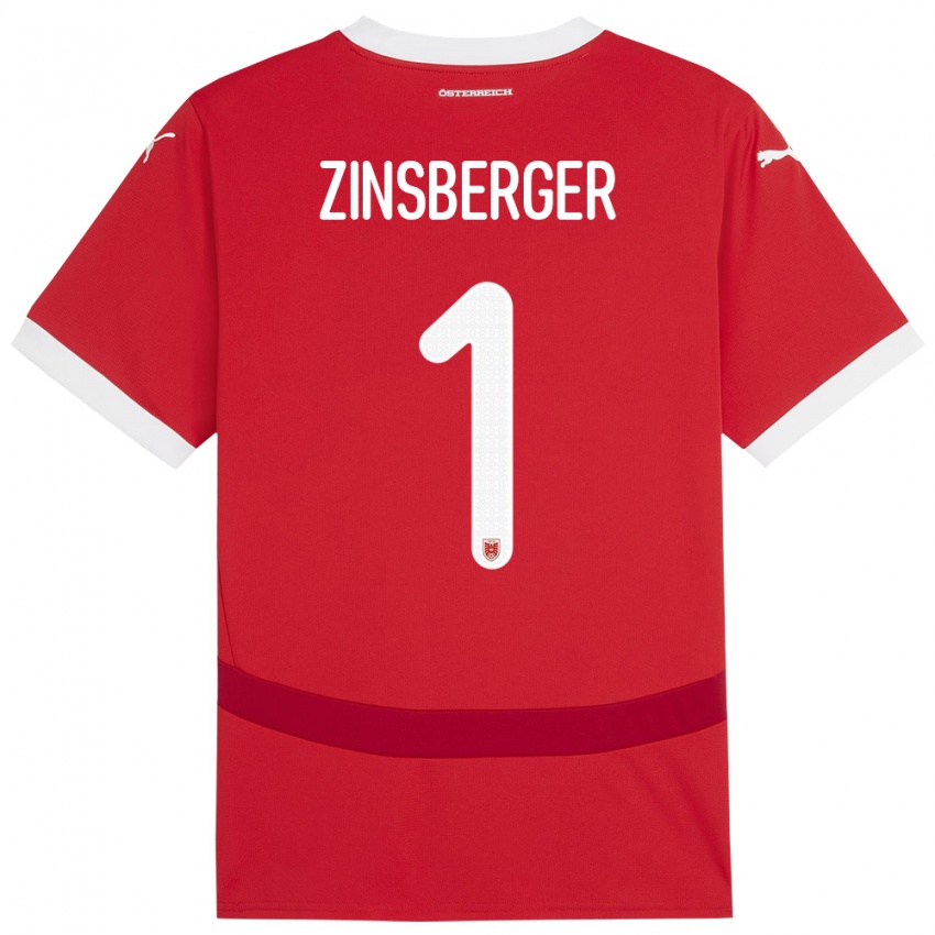 Kinder Österreich Manuela Zinsberger #1 Rot Heimtrikot Trikot 24-26 T-Shirt