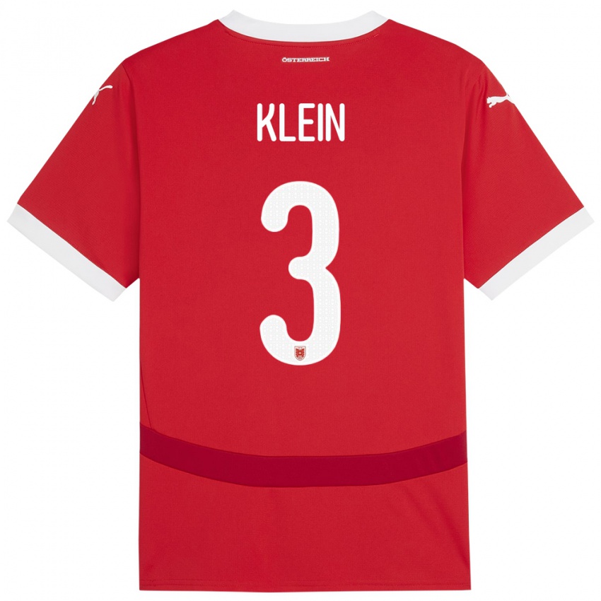 Kinder Österreich Jennifer Klein #3 Rot Heimtrikot Trikot 24-26 T-Shirt