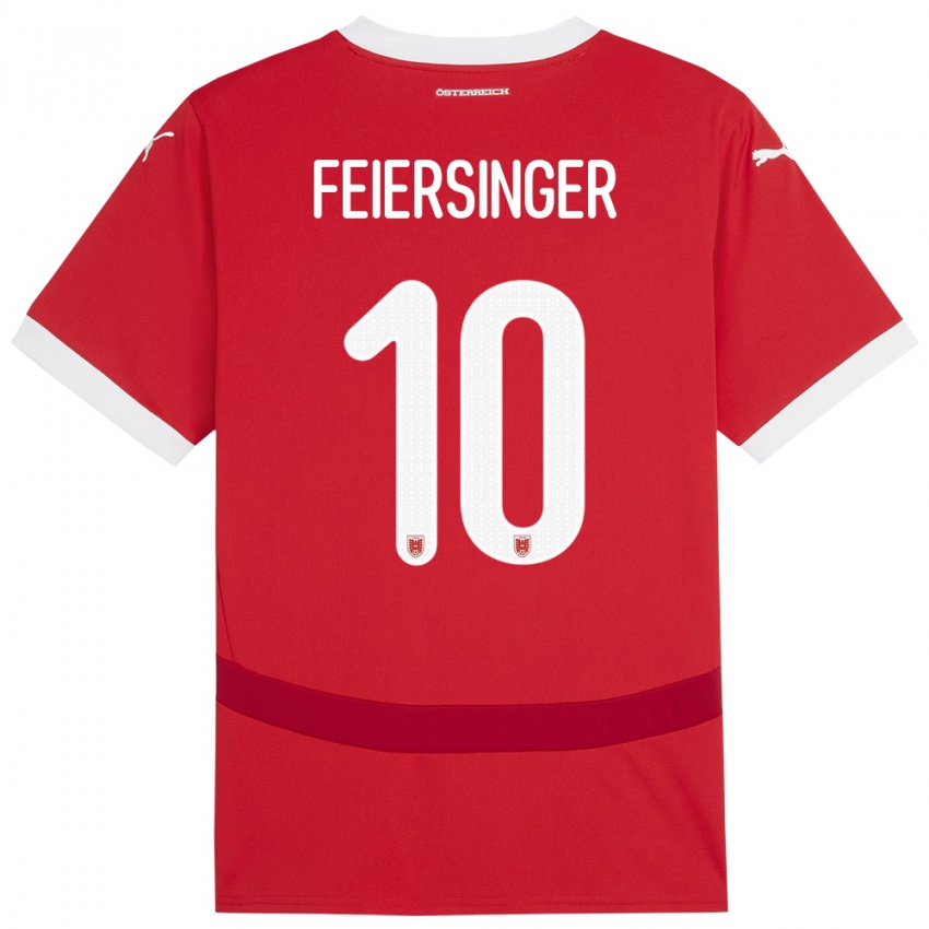 Kinder Österreich Laura Feiersinger #10 Rot Heimtrikot Trikot 24-26 T-Shirt