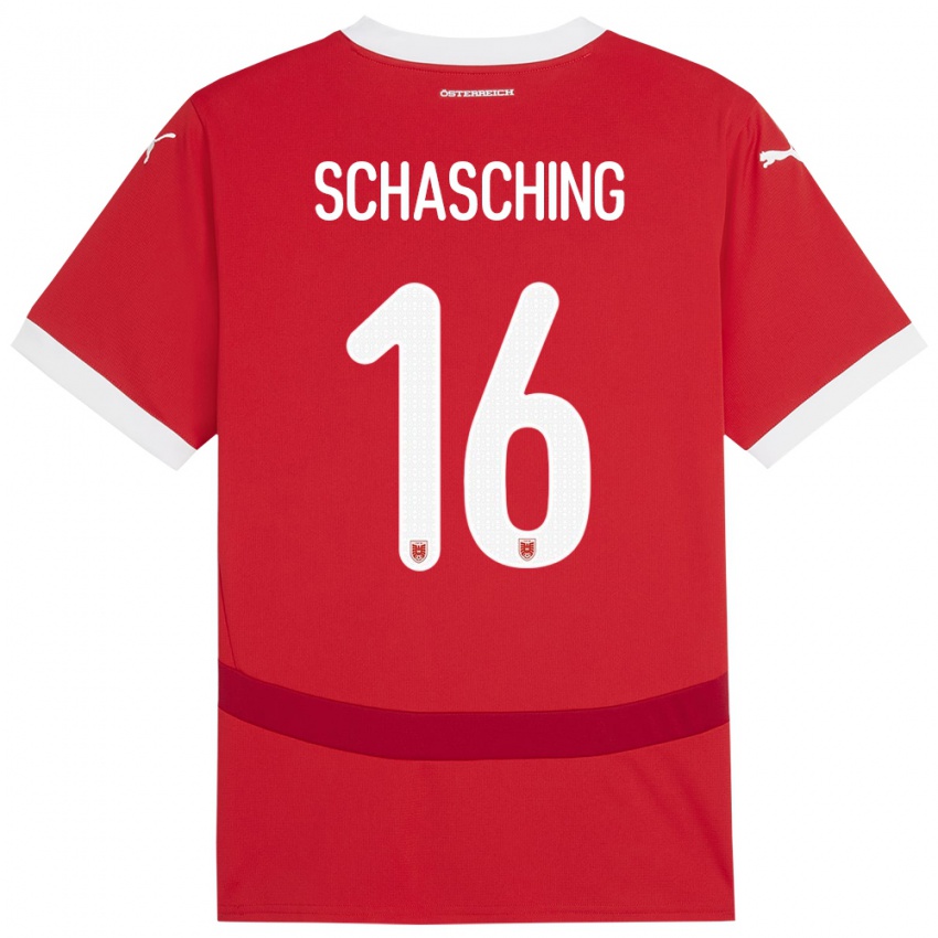 Kinder Österreich Annabel Schasching #16 Rot Heimtrikot Trikot 24-26 T-Shirt