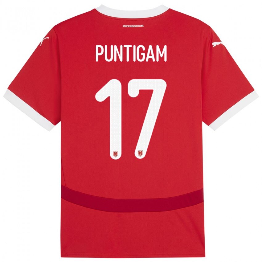 Kinder Österreich Sarah Puntigam #17 Rot Heimtrikot Trikot 24-26 T-Shirt