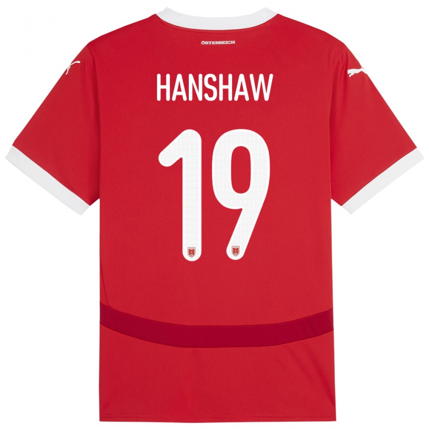 Kinder Österreich Verena Hanshaw #19 Rot Heimtrikot Trikot 24-26 T-Shirt