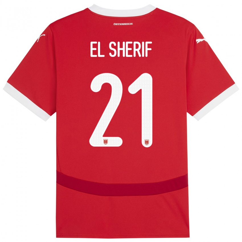 Kinder Österreich Mariella El Sherif #21 Rot Heimtrikot Trikot 24-26 T-Shirt