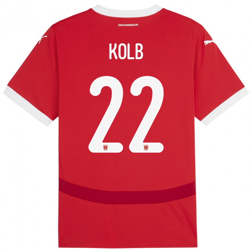 Kinder Österreich Lisa Kolb #22 Rot Heimtrikot Trikot 24-26 T-Shirt