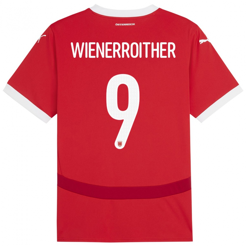 Kinder Österreich Katja Wienerroither #9 Rot Heimtrikot Trikot 24-26 T-Shirt