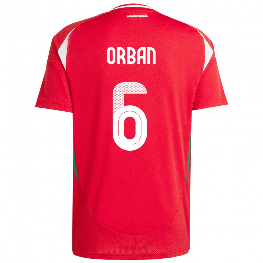 Kinder Ungarn Willi Orbán #6 Rot Heimtrikot Trikot 24-26 T-Shirt