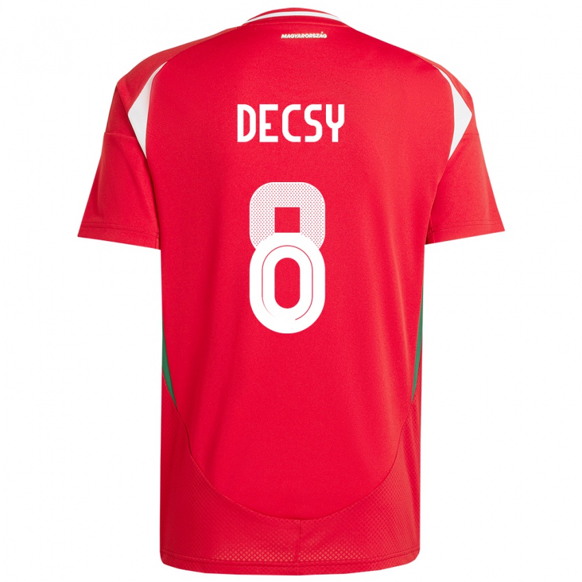 Kinder Ungarn Ádám Décsy #8 Rot Heimtrikot Trikot 24-26 T-Shirt