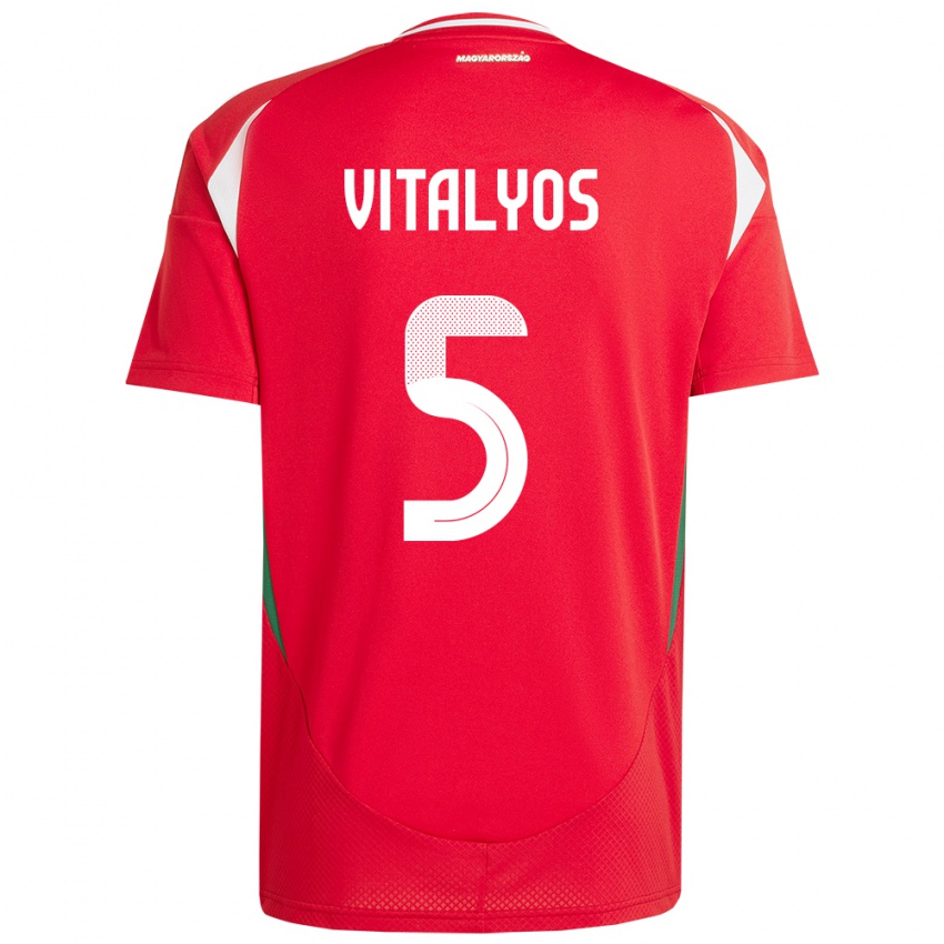 Kinder Ungarn Viktor Vitályos #5 Rot Heimtrikot Trikot 24-26 T-Shirt