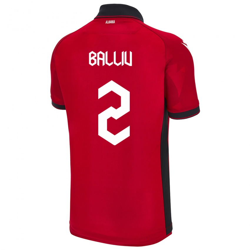 Kinder Albanien Iván Balliu #2 Rot Heimtrikot Trikot 24-26 T-Shirt