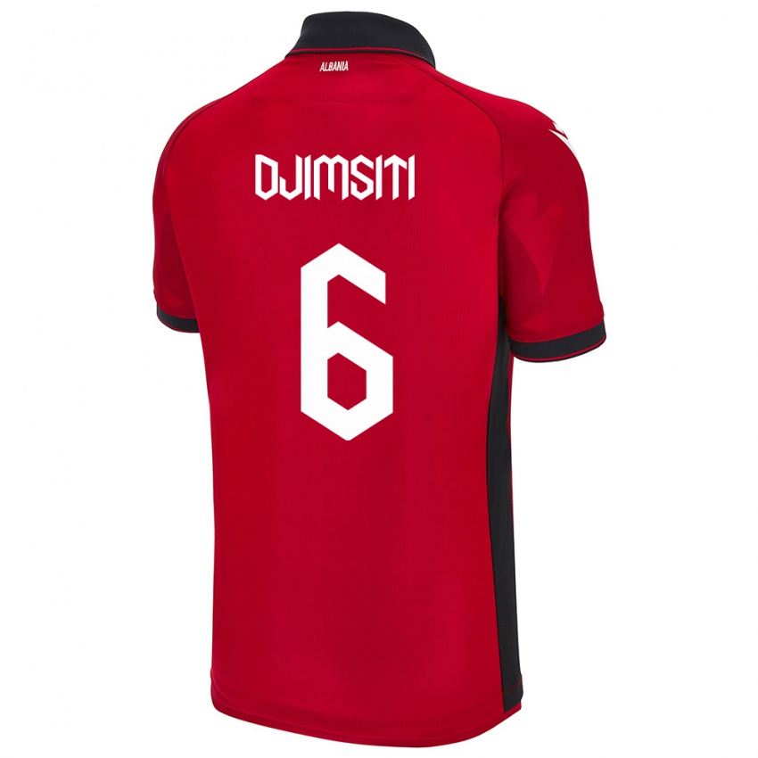 Kinder Albanien Berat Djimsiti #6 Rot Heimtrikot Trikot 24-26 T-Shirt