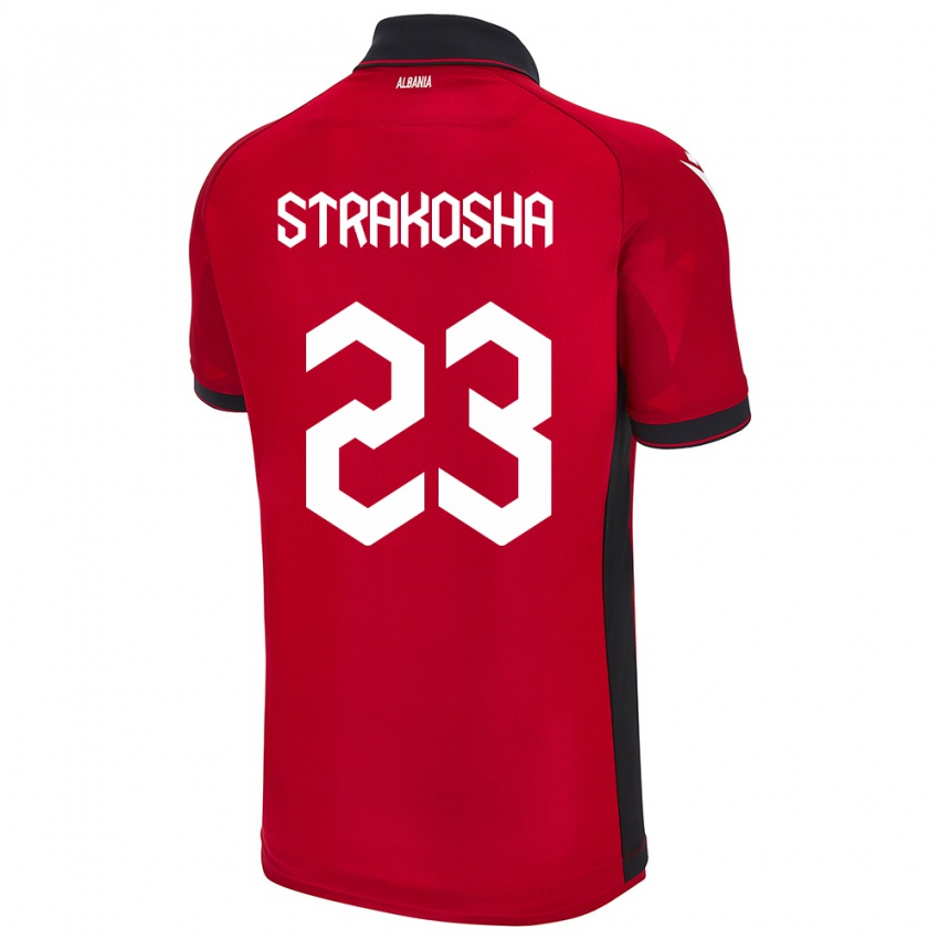 Kinder Albanien Thomas Strakosha #23 Rot Heimtrikot Trikot 24-26 T-Shirt