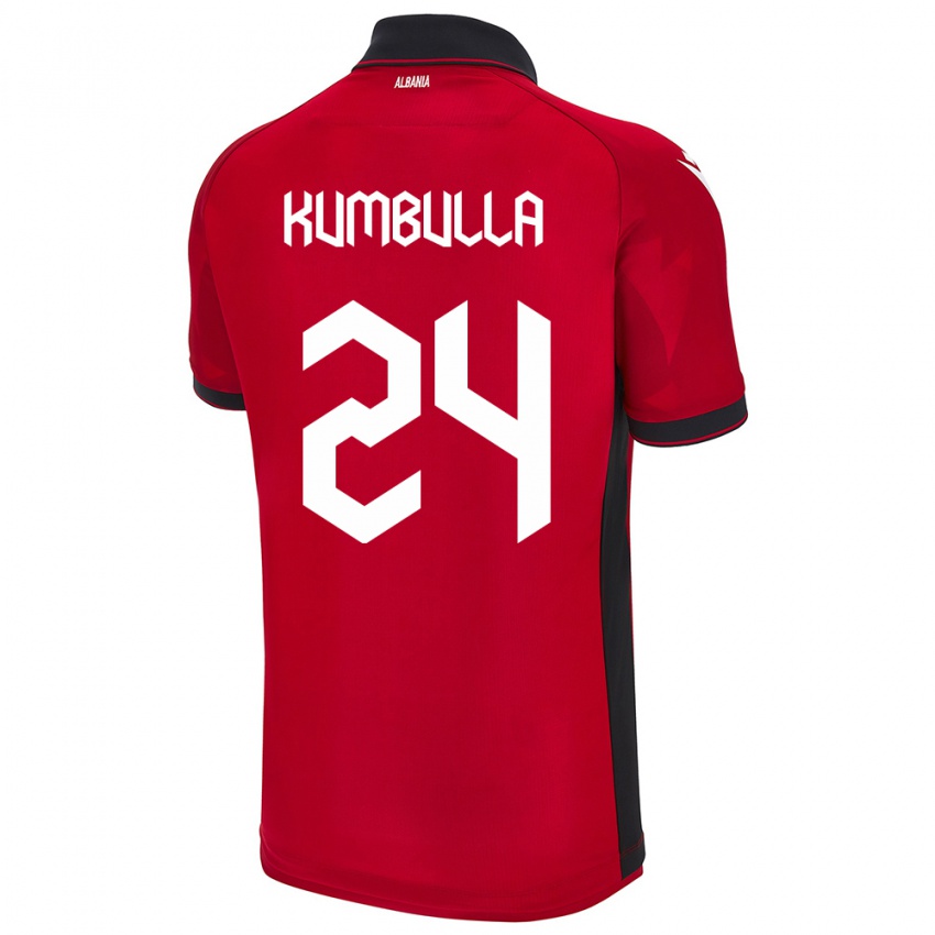 Kinder Albanien Marash Kumbulla #24 Rot Heimtrikot Trikot 24-26 T-Shirt