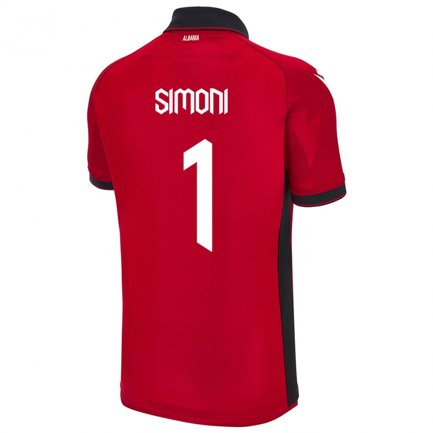 Kinder Albanien Simon Simoni #1 Rot Heimtrikot Trikot 24-26 T-Shirt