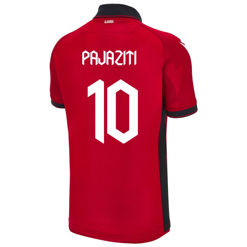 Kinder Albanien Adrion Pajaziti #10 Rot Heimtrikot Trikot 24-26 T-Shirt