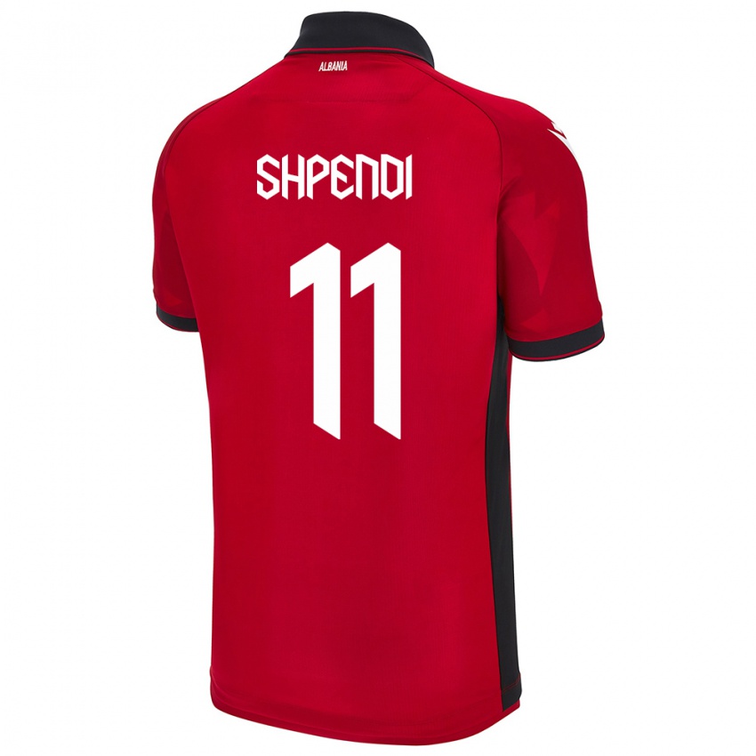 Kinder Albanien Stiven Shpendi #11 Rot Heimtrikot Trikot 24-26 T-Shirt