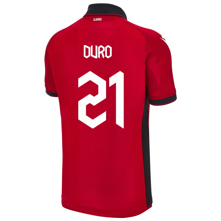 Kinder Albanien Dejvi Duro #21 Rot Heimtrikot Trikot 24-26 T-Shirt