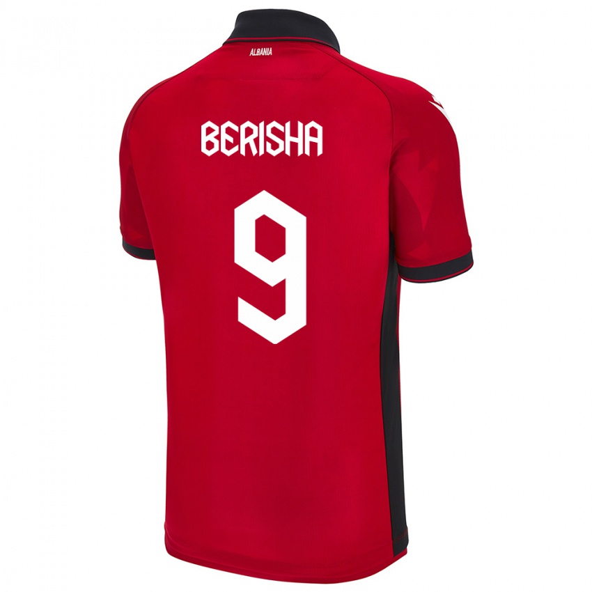 Kinder Albanien Fortesa Berisha #9 Rot Heimtrikot Trikot 24-26 T-Shirt