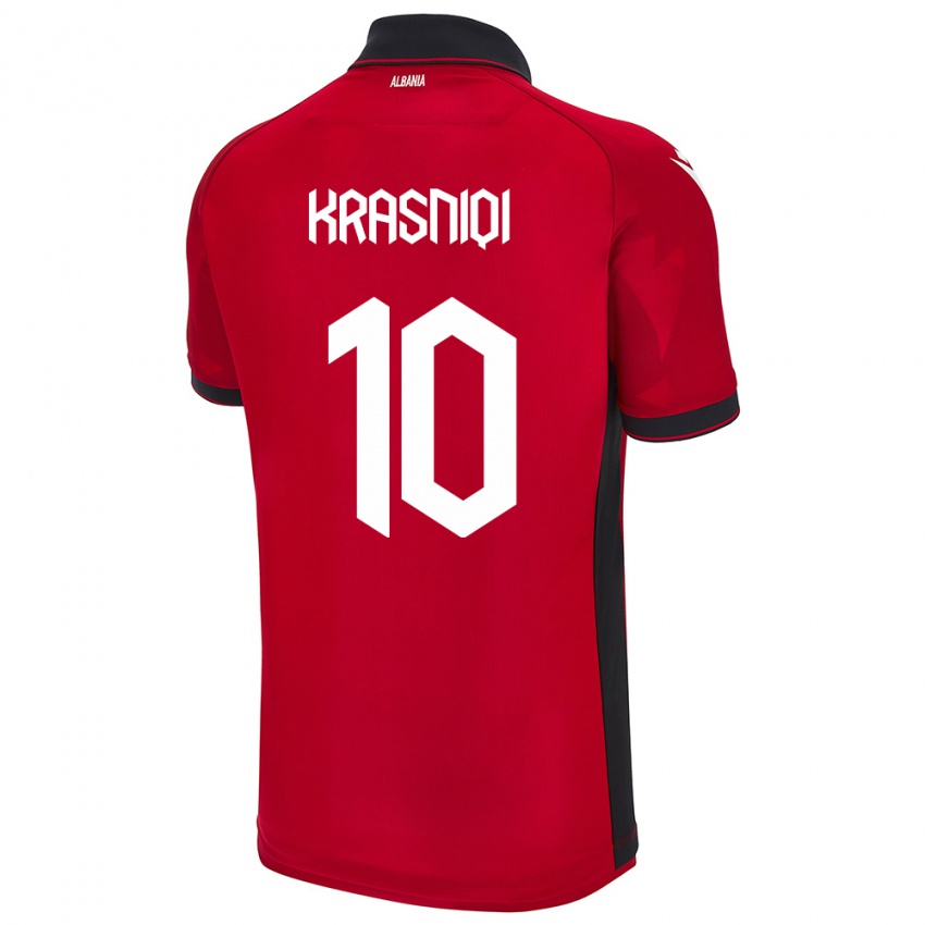 Kinder Albanien Qëndresa Krasniqi #10 Rot Heimtrikot Trikot 24-26 T-Shirt