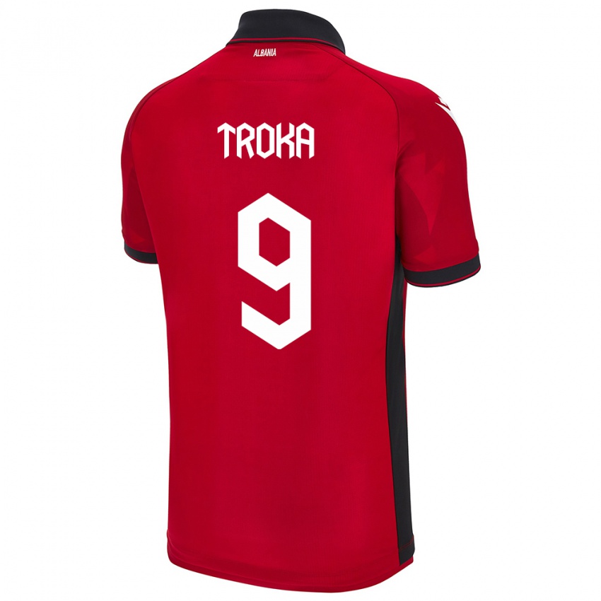 Kinder Albanien Valentina Troka #9 Rot Heimtrikot Trikot 24-26 T-Shirt