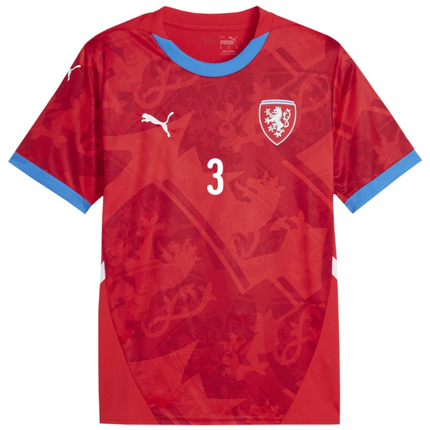Kinder Tschechien Tomas Holes #3 Rot Heimtrikot Trikot 24-26 T-Shirt