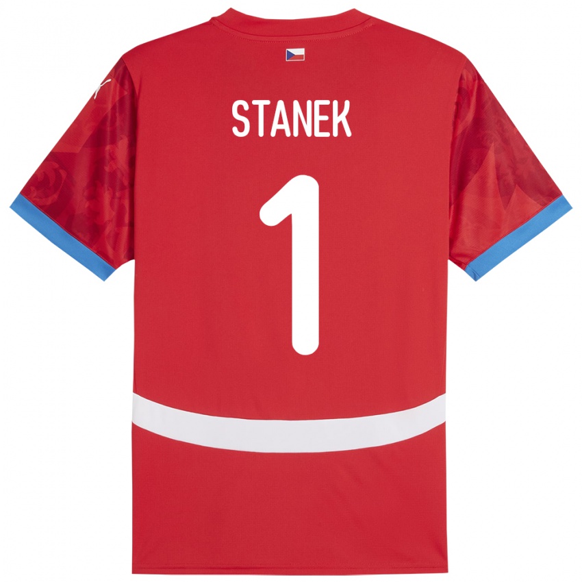 Kinder Tschechien Jindrich Stanek #1 Rot Heimtrikot Trikot 24-26 T-Shirt