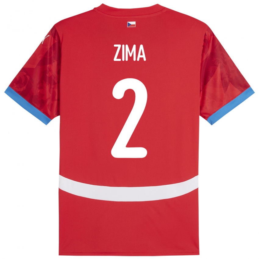 Kinder Tschechien David Zima #2 Rot Heimtrikot Trikot 24-26 T-Shirt