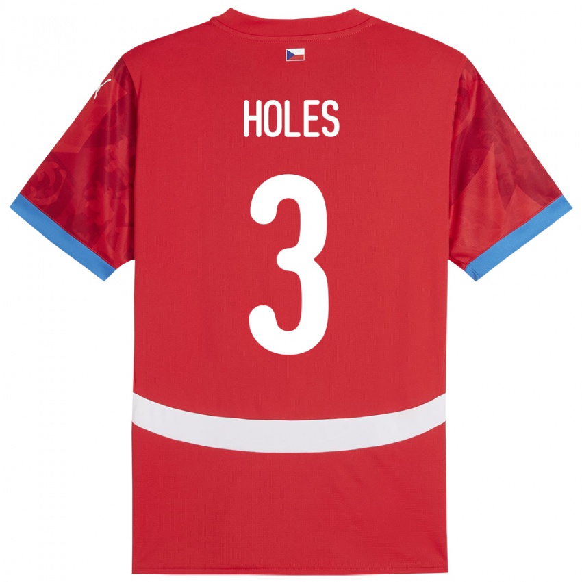 Kinder Tschechien Tomas Holes #3 Rot Heimtrikot Trikot 24-26 T-Shirt