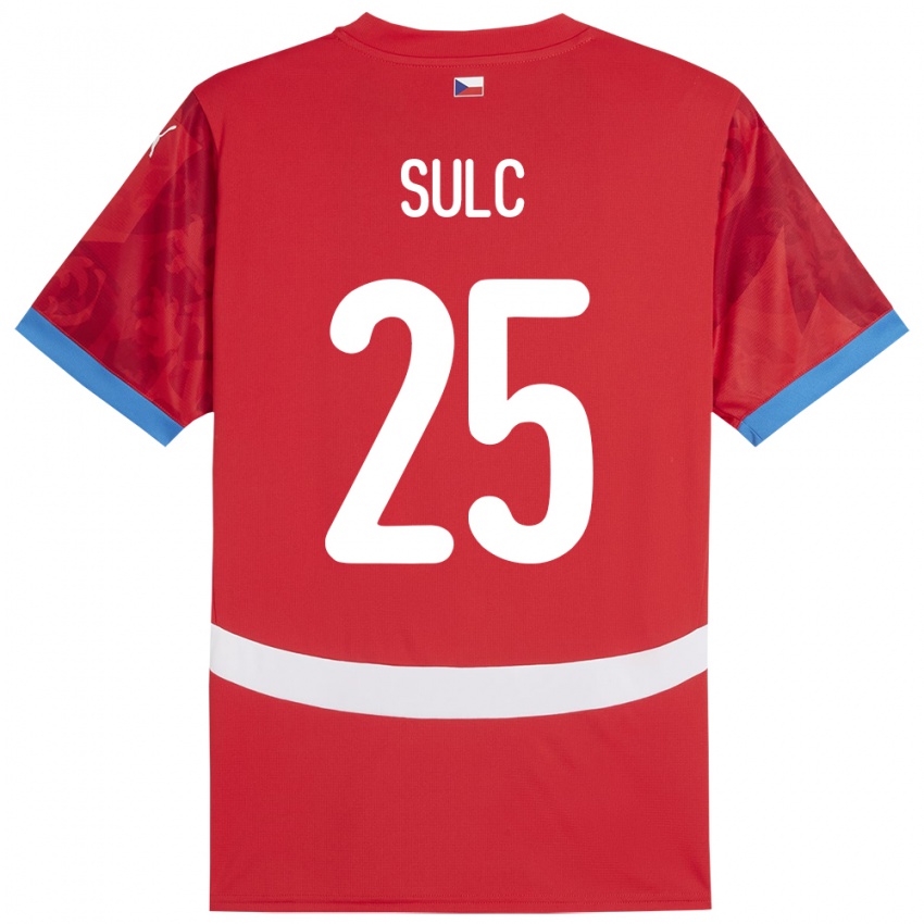 Kinder Tschechien Pavel Sulc #25 Rot Heimtrikot Trikot 24-26 T-Shirt