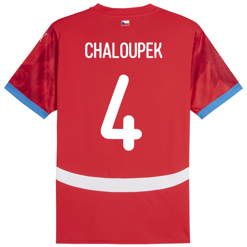 Kinder Tschechien Stepan Chaloupek #4 Rot Heimtrikot Trikot 24-26 T-Shirt