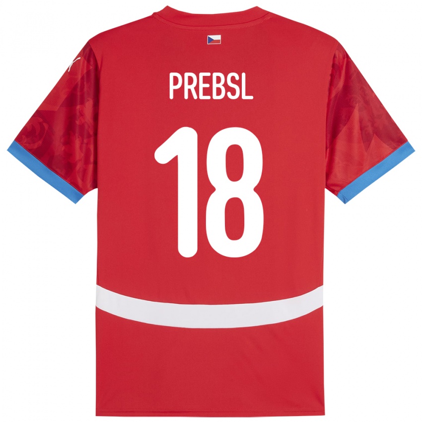 Kinder Tschechien Filip Prebsl #18 Rot Heimtrikot Trikot 24-26 T-Shirt