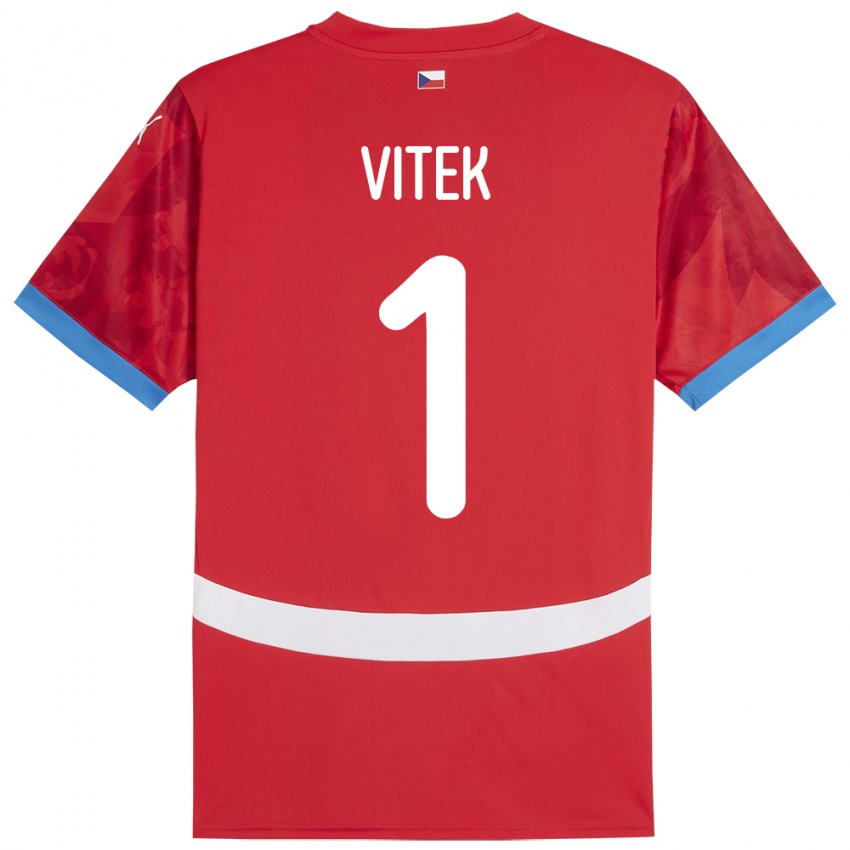 Kinder Tschechien Radek Vitek #1 Rot Heimtrikot Trikot 24-26 T-Shirt