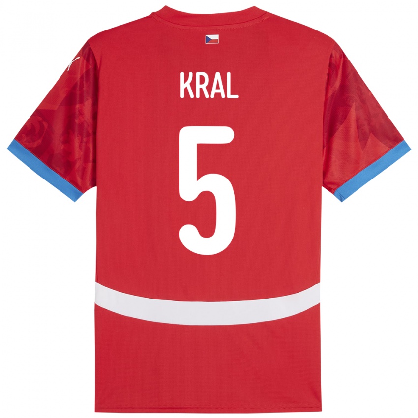 Kinder Tschechien Tomas Kral #5 Rot Heimtrikot Trikot 24-26 T-Shirt